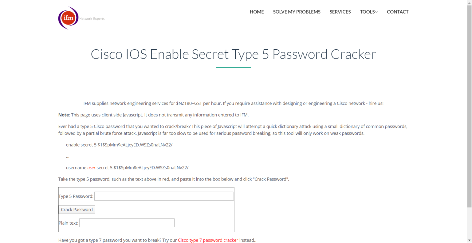 Enable secret 5 password decoder free